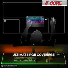 5Core Gaming Mouse Pad RGB 12 Light Modes 2 Zone Desk Mouse Mat w Rubber Base