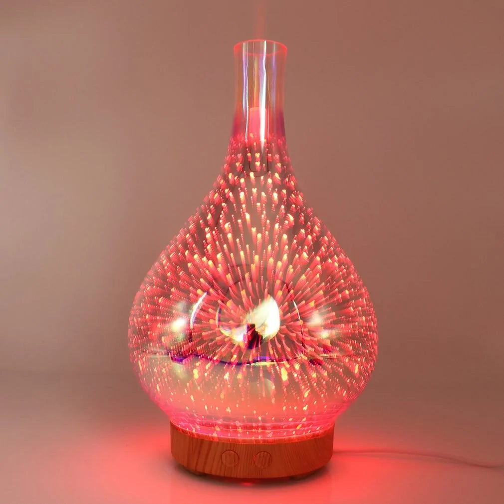 3D Glass Aroma Diffuser Colorful Lamp Humidifier Night Light