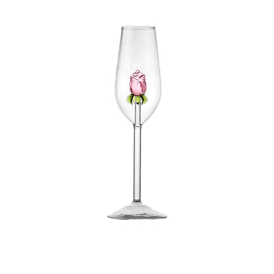 Decorative Rose Wine Glass