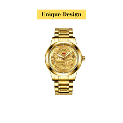 Business Gift Waterproof Gold Men's Diamond Quartz Watch Classic Stainless Steel